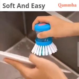 Sikat Pencuci Piring Dengan Reservoir Dan Dispenser Diterjen / Kuas Pembersih Otomatis Pan Hidraulik Tekan /  Alat Sikat Pembersih Dapur Panci & Pring Dispenser Sabun Cair  - QAMMBA Store