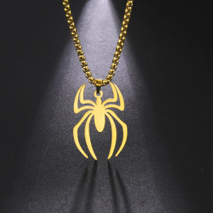 Minimalist Spider Animal Pendant Chain Necklace For Women Men On The Neck Fashion Jewelry Gift Gold Steel Color Choker