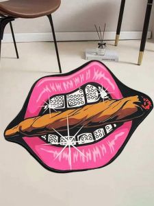VIKAMA Creative Pink Lip Carpet Durable and Wear-Resistant Home Decor Bedside Rug Bedroom Entrance Doormat Home Decor Carpet