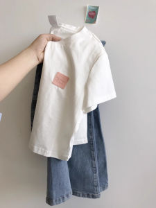 เสื้อยืดแขนสั้นผู้หญิงฤดูร้อนใหม่ เสื้อครอปเอวสูง ทรงหลวม คอตั้ง แขนสั้น แฟชั่นสตรีท เสื้อผ้าทำงานสไตล์เกาหลี