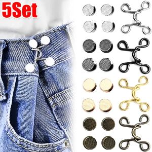 1/5Set Nail-free Metal Jeans Button Snaps Detachable Pants Clips Buttons Pins DIY Waist Tightener Clothing Buckles Sewing Tools