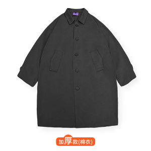 Mandu เสื้อโค้ทกันลมแบบยาวลำลองแนวญี่ปุ่นเสื้อโค้ทชุดทำงานทรงหลวมใส่กลางแจ้งสีล้วนสำหรับผู้ชายและผู้หญิงแนววินเทจสำหรับ cityboy