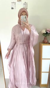 Kaftan Shimmer Lebaran Mewah Elegan Jumbo Dress Abaya Jubah Premium Gamis Wanita Model Baru