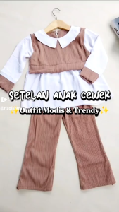 Setelan Anak Camela Crinkle  kombinasi kenit Condru Usia 3-14 Tahun - Fashion Anak setelazn anak ter baru sangat anggun