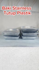 Paket Hemat Lengkap Tutup 5Pcs Nampan Stainless 25x19x4.5cm