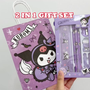 (READY STOCK) 2 in 1 Kitty Set Hadiah Alat Tulis Kanak Sekolah School Birthday Party Gift Set Stationery 凯蒂猫文具礼盒套装