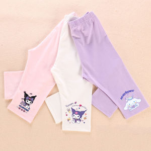 Clow M Girl Leggings Kids Thin Summer Wear Elastic Outerwear Pure Cotton Cropped Pants Baby Anti-Mosquito Pants