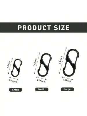 Zipper clip anti-theft device 6-piece backpack zipper lock dual spring S-hook loop zipper clip anti-theft device (black)