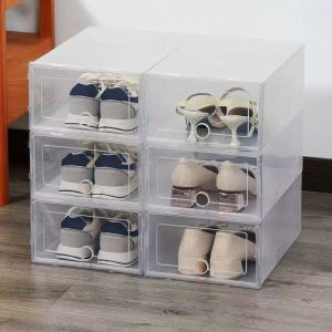 6pcs/set Transparent Plastic Shoes Case Thickened Drawer Case Plastic Shoe Boxes Stackable Box Shoe Organizer Shoebox