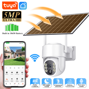 Tuya 5MP Wifi Solar Battery Camera With Solar Panels Color Night Vision IR Motion Detection Outdoor waterproof IP cam