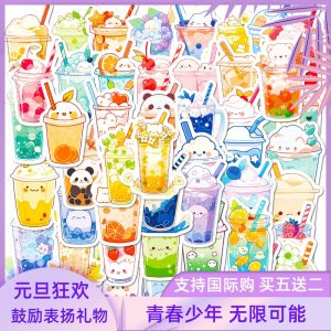 Cute Animal Bubble Tea Stickers 50 Sheets Ins Flavor Beverage Graffiti Decals Paper Products Cultural Business Supplies