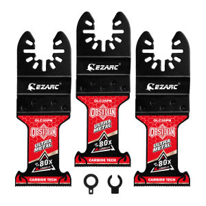 EZARC 3Pcs Carbide Oscillating Saw Blades (Pro) for Hard Metal Nails Bolts & Screws TiAlN Obsidian Oscillating Tool Blades