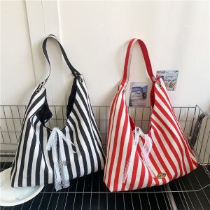 JIFANPAUL | Summer Striped Reversible Red Shoulder Bag
