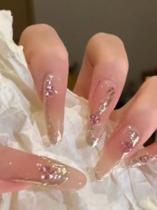 Luxurious Handmade Mirror Powder Nail Art 3D Wearable Drill Glitter Natural Color Detachable Nail Tips for Women