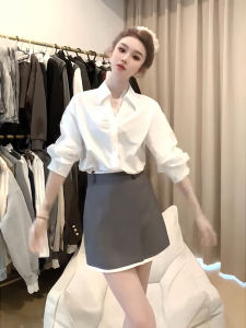 Elegant Spring French Style Premium Shirt and Skirt Set