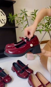 SOBREMESA STORE Giày da nữ phong cách retro Pháp quai ngọc miệng nông giày Mary Jane giày cao gót nữ đế dày phong cách mùa hè mới