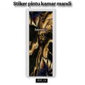 Stiker pintu kamar mandi motif daun emas. 