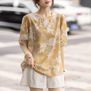 DAIXIANGFEIZI | Floral Design Loose Fitting T-Shirt