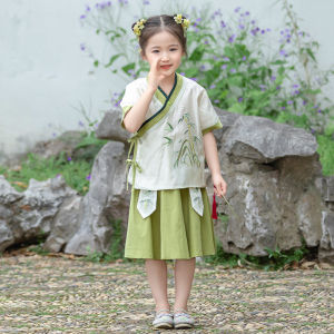 ชุดฮันฟูสำหรับเด็กชาย ชุดการแสดงชาติ ชุดจีนโบราณสำหรับเด็กผู้หญิง ชุดฮันฟูสำหรับพี่น้อง ชุดกี่เพ้าฤดูร้อน