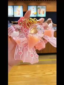 Móc khóa acrylic hình ly trà sữa cây kem ngôi sao cây kẹo con mèo bên trong móc treo túi xách balo