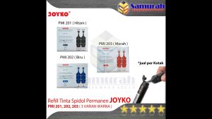 Tinta Spidol Permanen Marker Joyko PMI 201 / PMI 202 / PMI 203 Isi Ulang Refill Permanent Khusus untuk PM 34 / 35 / 36 Warna Hitam - Biru - Merah Per Pak isi 24 pcs - 3 ml