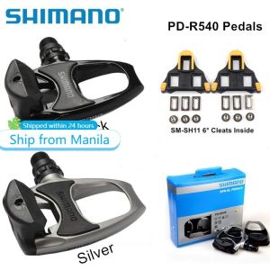 SHIMANO PD-R540 Road Bike Riding Self-Locking Pedal Lock with Yellow SH11 Anti-Slip Spikes for Bike Riding Road Bike Accessories Fast Shipping