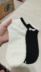 W25032 Kaos kaki wanita pendek semata kaki remaja dewasa free size kaki 36-39 ruffle renda Pita cute girly Women ankle socks katun premium lembut