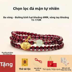 FUJINJIA | Vòng Tay Ba Vòng Đá Garnet Thiên Nhiên cho Phụ Nữ