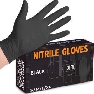4Mil Black Nitrile Gloves Disposable Powder Free Textured Grip Kitchen Gloves for Cooking Gardening Household Cleaning Gloves