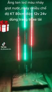 Ăng ten Led 36 màu nháy giọt nước nháy nhiều kiểu điện 12v 24v kích thước dài 80 cm  dùng trang trí cho xe ô tô tải