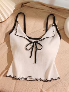 French Style Unique Color Block Collar Halter Vest Women Summer Outerwear Sweet And Spicy Sleeveless Slim Fit Inner Wear