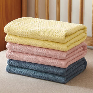 Chăn Sô Pha Dệt Kim Cotton Chăn Vải Xô Màu Trơn Chăn Điều Hòa Ngủ Trưa Văn Phòng Gia Đình Chăn Mùa Hè