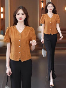 YOUFAN | Stylish Cute Lace Trimmed Blouse Loose Korean Style Summer New Arrival