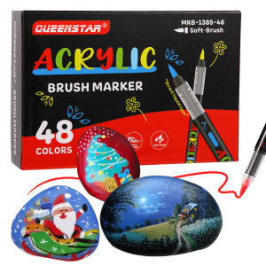 48/12 Colors Straight Liquid Brush Acrylic Paint Pens Markers for Rock Painting Wood Christmas DIY Crafts Making Art Supplies