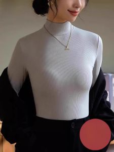 Miiow | Slim Fit Womens Base Shirt Half High Collar Long Sleeve Knitted Sweater Inner Wear Spring Autumn Winter Top MiiOW Cat Person