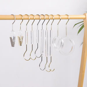 Acrylic S-Hooks Transparent Display Hooks for Clothing Stores Womens Clothes Hangers Modern Style Polished Surface Adult Size