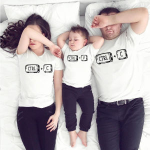 Summer Family Matching Cotton T-Shirts Short Sleeve Baby Kids Parent Outfits Photography Clothes Three Generations Set