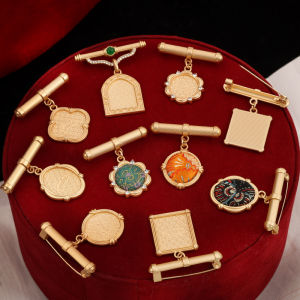 Handmade DIY Alloy Brooch Pin Back Vintage Style Coat Accessories One-Word Needle Base Iron-On Patch Large Size Chest Pin