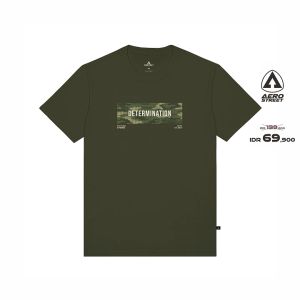 Aerostreet T-Shirt Determination Hijau Army Kaos T-Shirt Tshirt AACAA