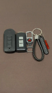 For Mitsubishi Xpander Triton Lancer Mirage Storm ASX Remote Key Case Cover Leather Key Fob Shell Keychain