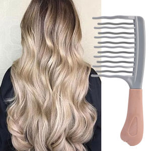 Dorisna Double Rows Wide Tooth Comb Long Hair Fluffy Styling Tool Detangling Comb Anti-static Curly Comb