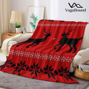 BILIBILI | Xmas Knit Deer Flannel Blanket Warm Soft Halloween Christmas Decorative Couch Warm Cozy All-Season Gift