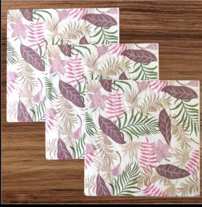 Party Dinner Napkin Serviette Disposable Paper Tissue- Colour Floral Leaves Leaf Ferns Green Brown Purple Print [NSP112]