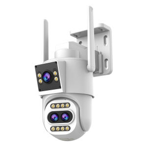 JOOAN Three Lens Dual Lens 10MP Ultra HD CCTV PTZ Camera Outdoor IP66 Waterproof 10X Optical Zoom Motion Detect 360 Degree Rotation Infrared Night Vision Two-Way Voice Audio Surveillance Monitoring Security Color Camera Video WIFI Connection Phone