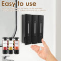 Liquid Soap Dispenser No Drill Wall Mounted Triple Shower Shampoo and Conditioner Dispenser for Home Hotel Bathroom Accessories. 