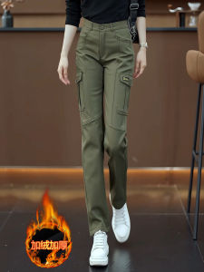 กางเกงขายาวทรงตรงลำลองสำหรับผู้หญิง กางเกงขายาวทรงตรงสำหรับใส่ไปทำงานกลางแจ้ง กางเกงขายาวทรงตรงหนาสำหรับฤดูหนาว กางเกงขายาวทรงตรงมีกระเป๋าหลายช่องสำหรับฤดูใบไม้ผลิและฤดูใบไม้ร่วง