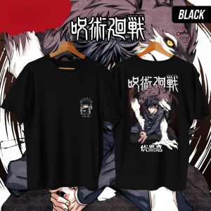 Bandai | Anime Jujutsu Kaisen Fushiguro Megumi Printed Cotton T-shirt Summer Mens and Womens Harajuku Clothing Fashion Casual T-shirt