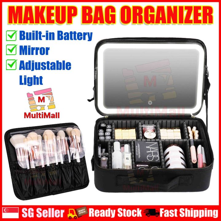 Makeup Case with Light Mirror Make Up Portable Large Capacity