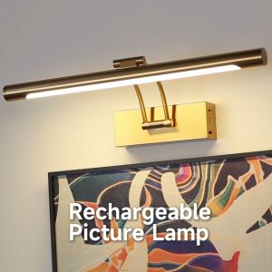 EBUYBEST Rechargeable LED Wall Light with Remote Control 40cm Gold Wireless Indoor Wall Lamp Dimming Lampu Dinding