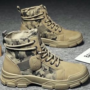 เสื้อผ้านอนาคต ผู้ชายรองเท้าพรางรองเท้าเดินป่า ผ้าใบสูงรองเท้า ทำงาน ความปลอดภัย